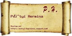 Pétyi Hermina névjegykártya